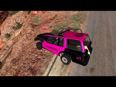 High Speed Random Car Jumps In Canyon Of Speed - BeamNG drive