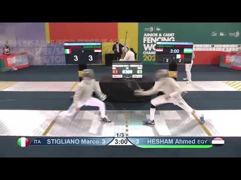 2022 240 T32 05 M S Individual Cadets Dubai UAE WCH YELLOW STIGLIANO ITA vs HESHAM EGY