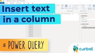 Insert text anywhere in a cell without adding a new column using the Power Query User Interface.
