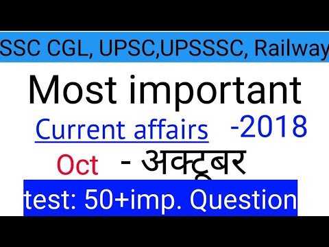 top 50 current affairs questions October 2018 /most important current affairs October 2018
