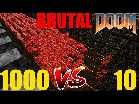 10 Chaingunner vs 1000 Pinky - BRUTAL VERSION - DOOM Monster Infighting