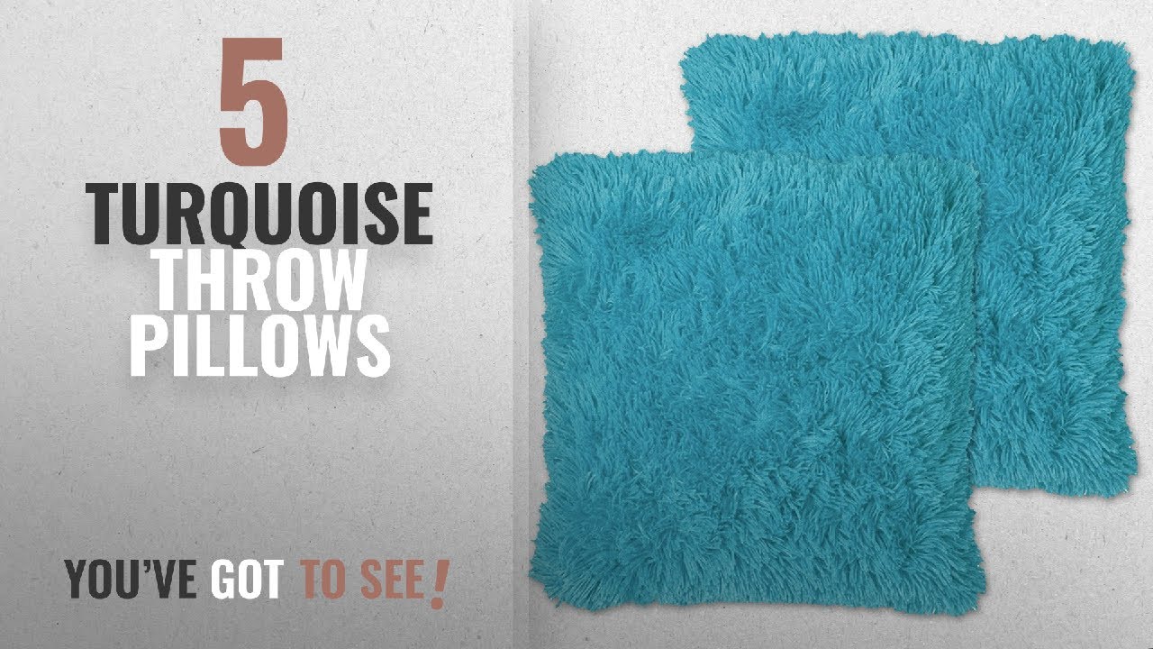 Top 10 Turquoise Throw Pillows [Winter 2018 ]: Sweet Home Collection Plush Pillow Faux Fur Soft and