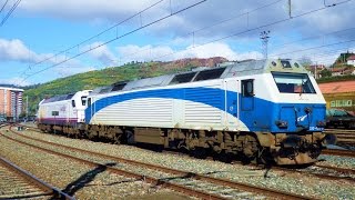 preview picture of video 'Trenes variados de viajeros y mercancías en la estación de Ourense Empalme'