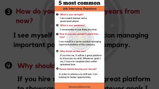 5 most common job interview questions and answers😇#shorts