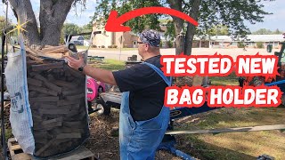I test out the new firewood bag holder!  Does it hold up to the job?