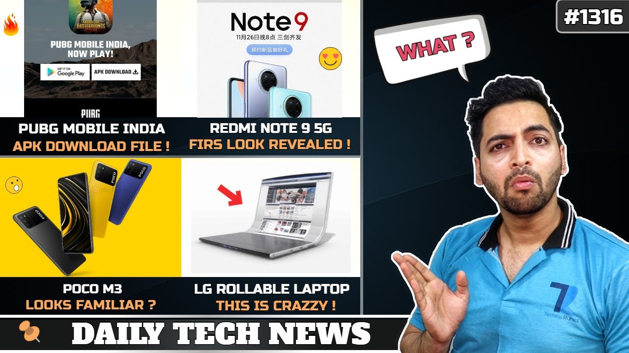 PUBG Mobile India Apk Download File,POCO M3 First Look,LG rollable Laptop,Go SMS Scam,Note 9 5G#1316