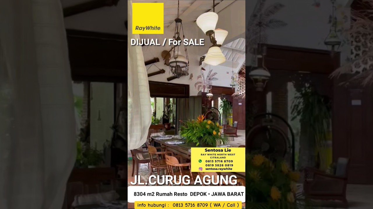 Dijual 8304 M2 Rumah Usaha Resto Kota Depok Jawa Barat - Jl. Curug Agung - Beji - Desain Tradisional Nusantara - Taman Hijau Asri Luas - Instagramable Cocok Buat Segala Usaha , Cafe, Resto, Tempat Wisata Rekreasi, Rumah Usaha, Rumah Tinggal - Surat SHM