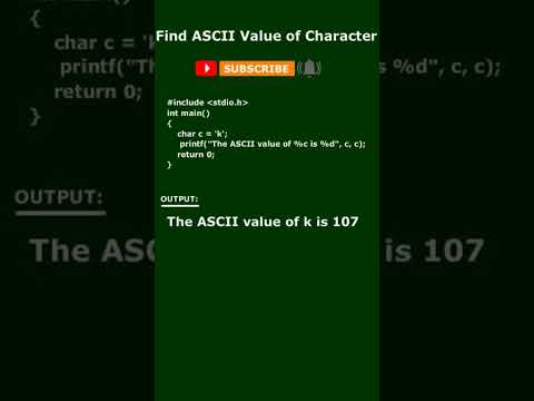 Find ASCII value of charector in c program