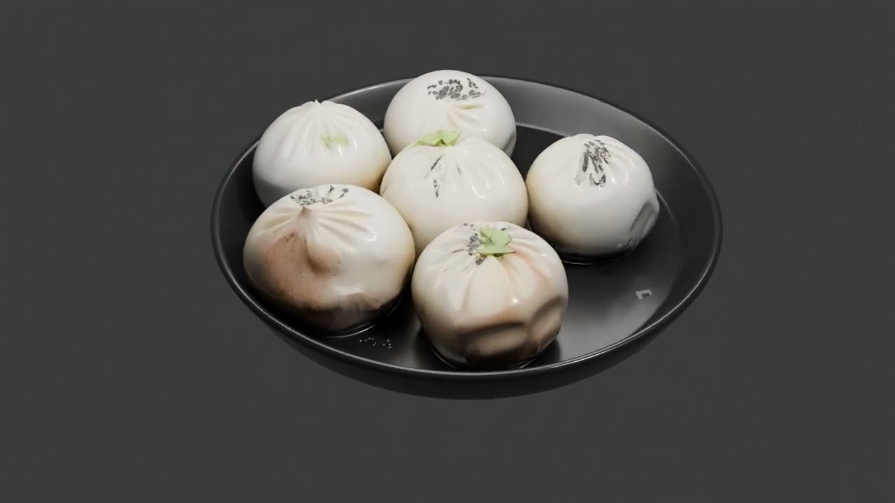 Crispy Pan-Fried Pork Buns Sheng Jian Bao Bring authentic Asian street food to your next 3D Model