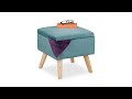 Tabouret de rangement en velours Marron - Blanc - Bois manufacturé - Textile - 40 x 40 x 40 cm