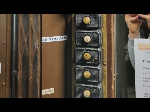 Last ride! Amazing & exceptional 1924 Kone winding drum elevator/lift in Bulevardi 5E, Helsinki
