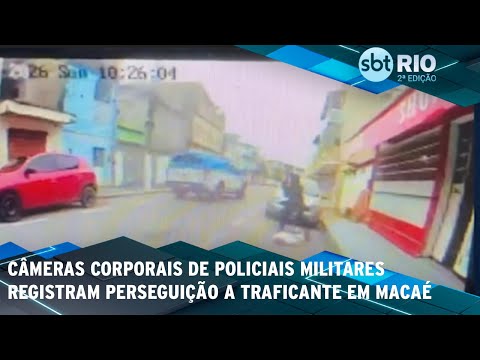 Câmeras corporais de policiais militares registram perseguição a traficante em Macaé