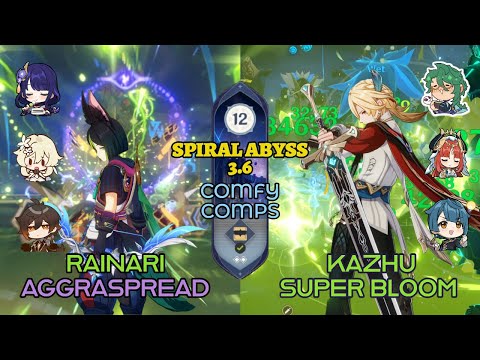 C1 Tighnari Spread & C0 Kaveh x Baizhu Super Bloom - Genshin Impact 3.6 - Spiral Abyss Floor 12 (9★)