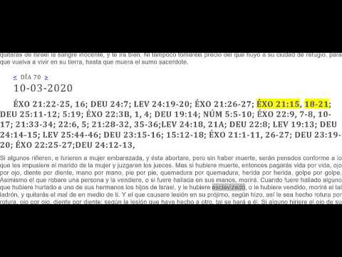 070 ÉXODO 21:22-25, 16; DEUTERONOMIO 24:7; LEVÍTICO 24:19-20; ÉXODO 21:26-27; ÉXODO 21:15, 18-21;...