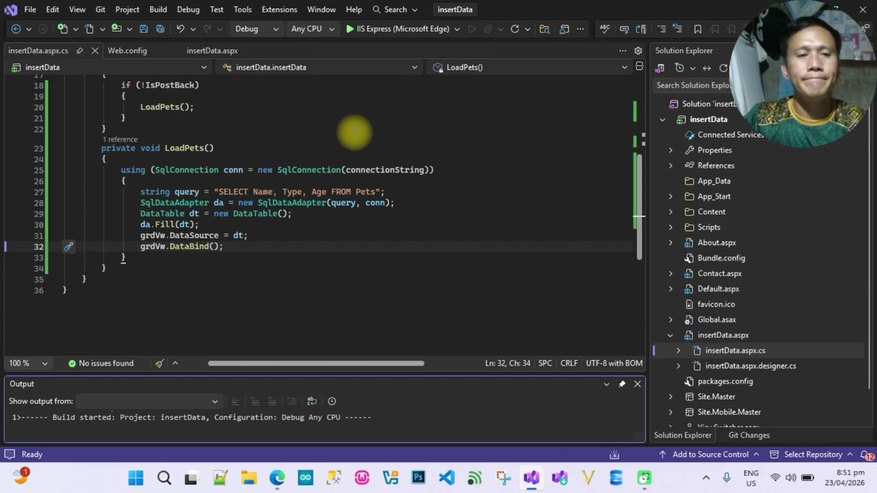 PART 5: ASP.NET Web Forms Insert and Display Data (C#) | GridView Database Example
