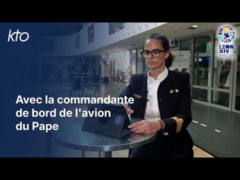 Avec la commandante de bord de l’avion du Pape