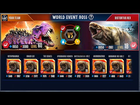 Distortus rex vs Omega 09 - BOSS TOURNAMENT | Jurassic World The Game