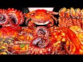 SPICY SEAFOOD BOIL MUKBANG 매운해물찜 떡볶이 먹방 SQUID OCTOPUS CRAB ENOKI MUSHROOM COOKIN