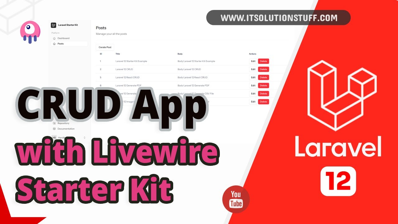 Laravel 12 CRUD with Livewire Starter Kit