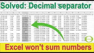 Excel not formatting cell contents as numbers, won