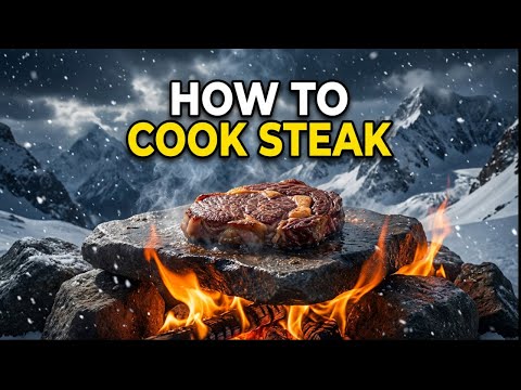 How to Cook Steak on a Stone in the Mountains | Outdoor Cooking Как приготовить стейк на камне в горах | Готовка на природе