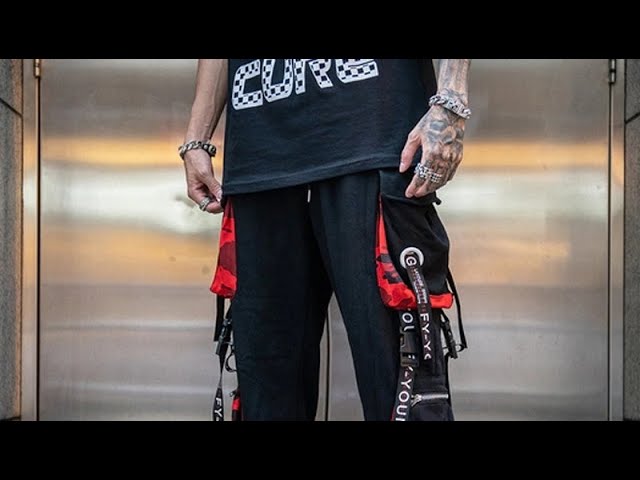 Vídeo relacionado con XYXIONGMAO Pantalones Techwear Streetwear Japonés Gótico Negro Cargo Jogger de Moda Tripp para Hombre, Negro, M