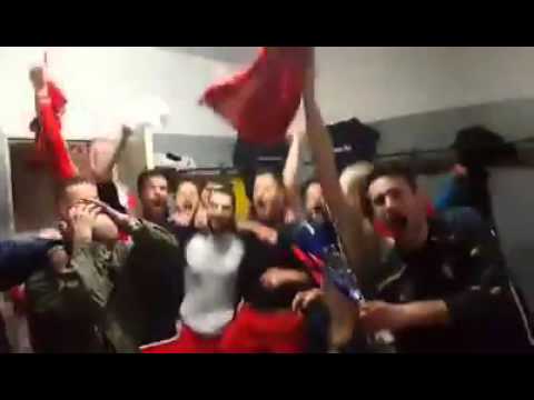 Festa spogliatoio Cipriano Catron dopo la vittoria in coppa