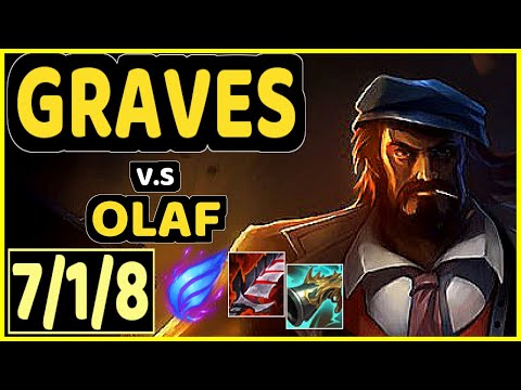 GRAVES vs OLAF - 7/1/8 KDA JUNGLE GAMEPLAY - EUW Ranked GRANDMASTER