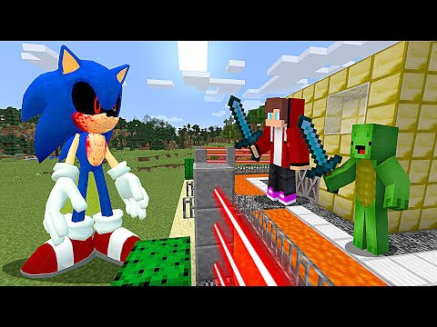 Sonic.EXE vs Security House - Minecraft gameplay Thanks to Maizen JJ and Mikey