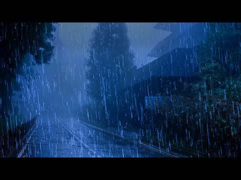 99% Instantly Fall Asleep in 3 Minutes with Heavy Rain & Powerful Thunderstorm at Night - ASMR Rain