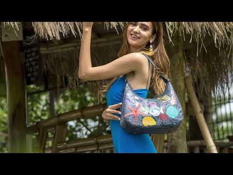 Anuschka Hand-Painted & Embroidered Leather Hobo - Ocean Magic