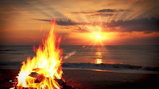 Campfire &amp; Ocean Waves White Noise | Relax, Focus or Sleep Better | 10 Hours