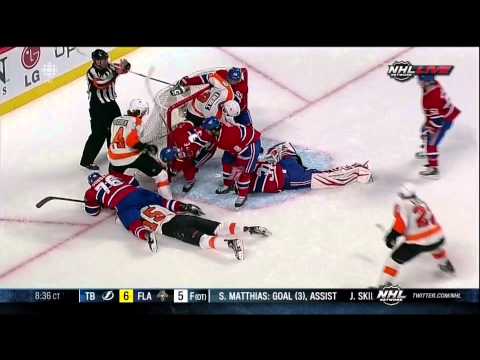 Peter Budaj great saves late 3rd period Feb 16 2013 Philadelphia Flyers vs Montreal Canadiens NHL