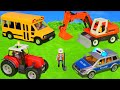 Wheels on the Bus Kids Songs with Excavator, Trucks & Toy Vehicles