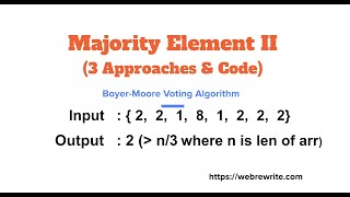 YouTube video 'Majority Element II | LeetCode 229 | Majority Element (Greater than N/3 Times)'