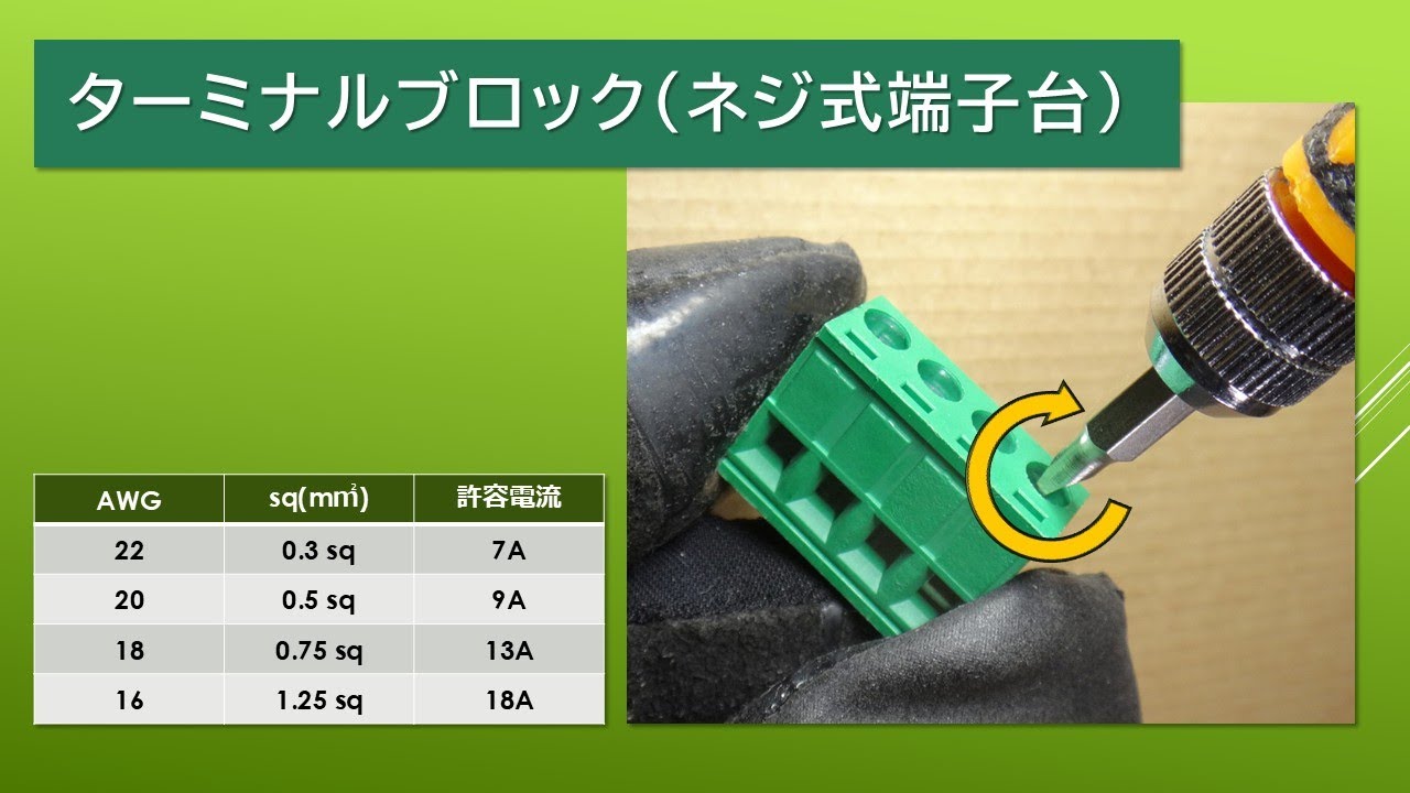 【自分用】ターミナルブロックの使い方・接続方法・回す方向