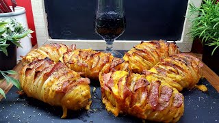 PATATAS HASSELBACK CON BACON Y CHEDDAR