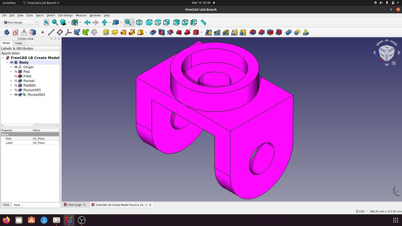 FreeCAD Link Create Model Practice 24