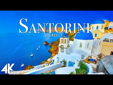 FLYING OVER SANTORINI (4K UHD) - Relaxing Music Along With Beautiful Nature Videos - 4K Video HD