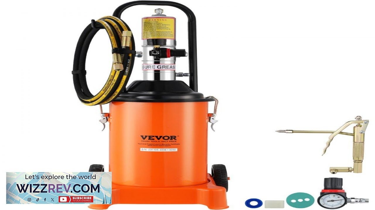 VEVOR Grease Pump 3 Gallon 12L Air Operated Grease Pump with 13