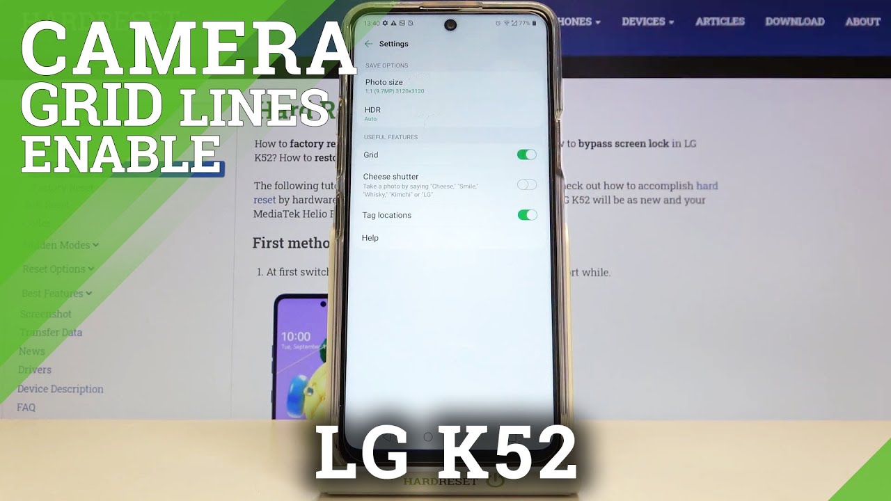 How to Activate Camera Grid Lines in LG K52? Camera Feature