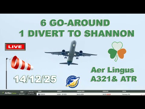 🔴LIVE Wind and Rain Dublin Airport - Plane Spotting Action - DUB - 14/12/25