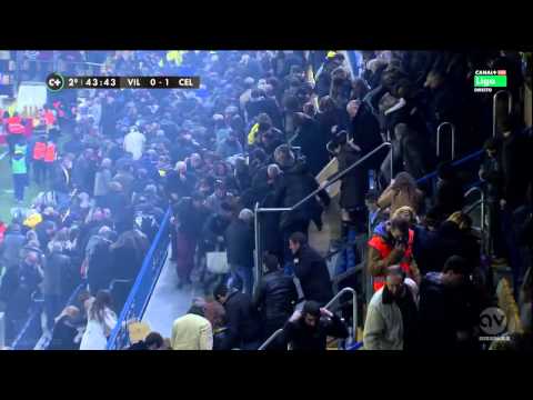 Villarreal 0 1 Celta Vigo  suspendido por bote de gas lacrimógeno  15- 02 -2014