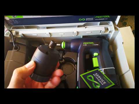 Unpacking / unboxing cordless drill Festool C 18 Li 5,2-Set 574739 / 574471