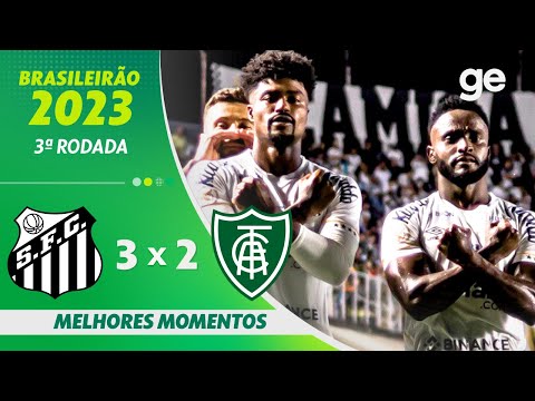 Gols e lances de Santos x América-MG
