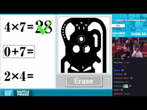 Awesome Games Done Quick AGDQ 2016 - TASBot Brain Age w/ Chat