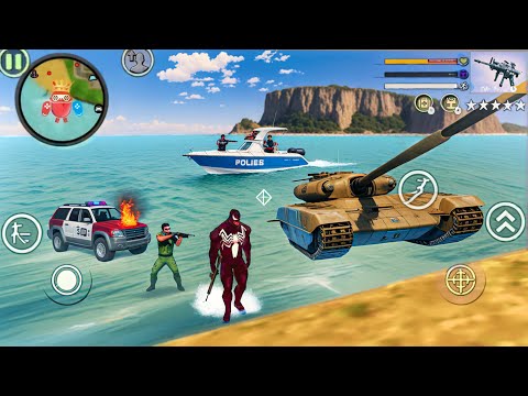 Venom Spider Rope Hero Vice Town - Fun at Military Tank - Android GamePlay #1