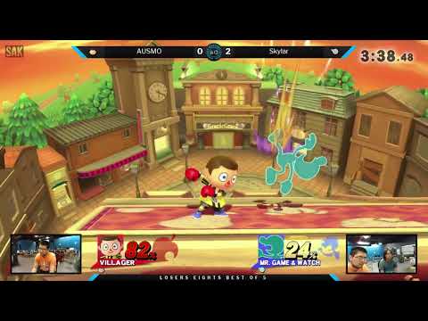 AZML Season 1 Smash 4 Finals Losers Top 8 - AUSMO (Villager) vs SAK|Skylar (Mr. Game & Watch)