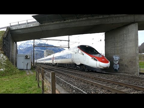 Züge auf der Gotthardbahn-Winter 2017-Brunnen