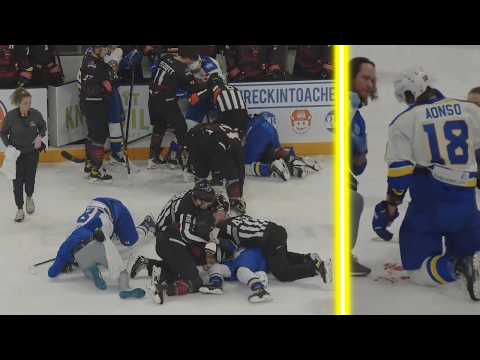 MARATHON OF FIGHTS/SCRUMS | Marathon of fights and scrums leads to over 3-HOUR HOCKEY GAME